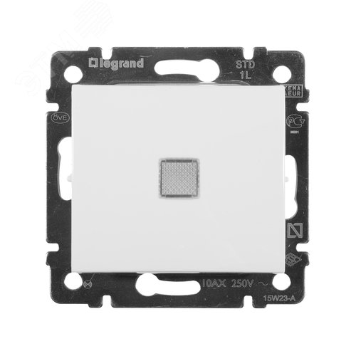 Выключатель 1-клавишный с подсветкой схема 1L 10А безвинтовое крепление белый VALENA - фото 3