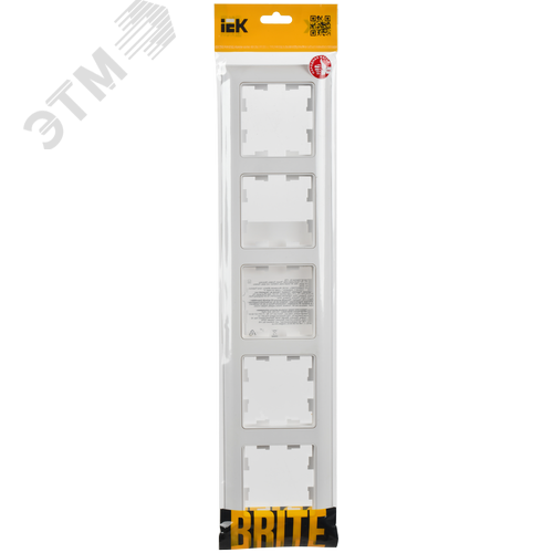BRITE Рамка 5-местная РУ-5-БрАБ арктический белый/белый IEK - фото 6