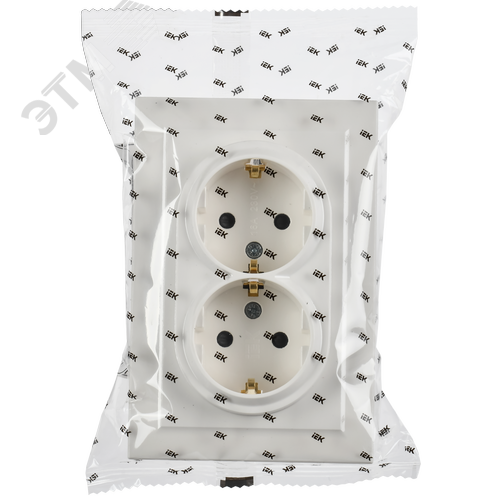 BRITE Розетка 2-местная с заземлением с защитными шторками 16А в сборе РСш12-3-БрБ белый - фото 2