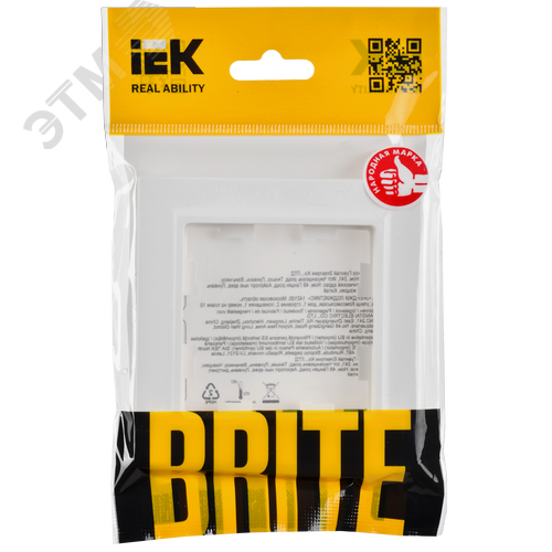 BRITE Рамка 1-местная РУ-1-БрАБ арктический белый IEK - фото 5