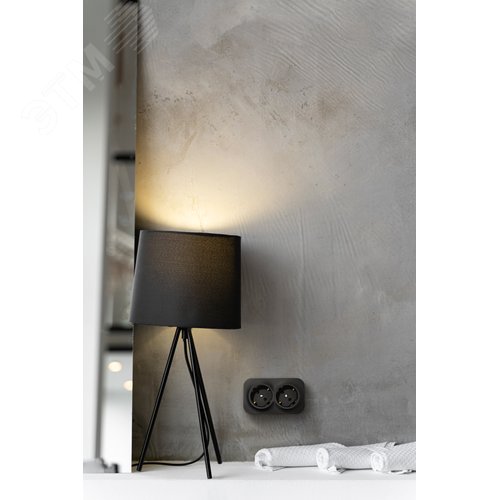 Розетка 2-местная для открытой установки с заземлением без защитных шторок с предварительным подключением 16А черный матовый QUTEO - фото 4