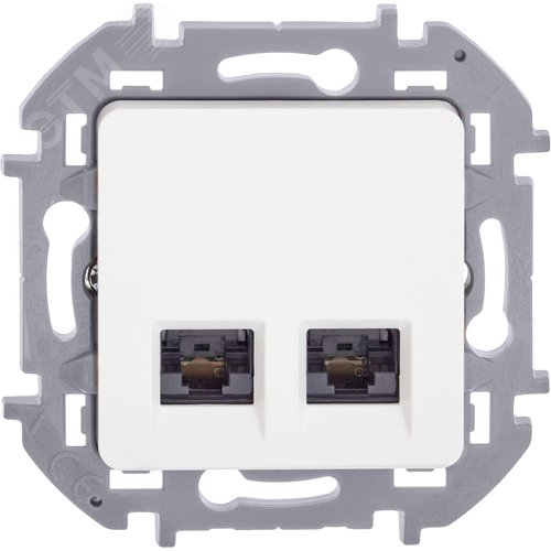 Розетка компьютерная двойная RJ45 категория 5Е UTP белый INSPIRIA - фото 2
