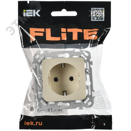 FLITE Розетка с заземлением без защитных шторок безвинтовое крепление 16А РС11-1-ФлСл сливочный IEK - фото 2