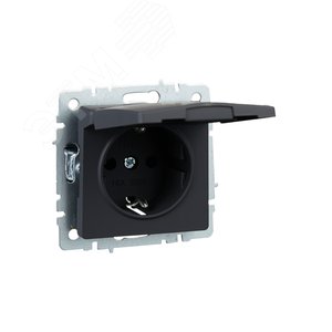 BRITE Розетка с заземлением с защитными шторками и крышкой 16А IP20 РСбш10-3-БрГ графит - фото 6