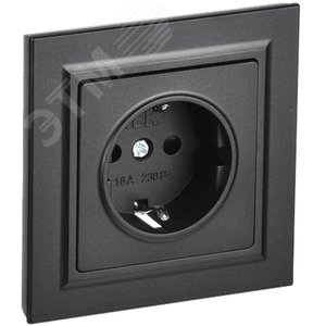 BRITE Розетка 1 пост с заземлением с защитными шторками 16А в сборе РСР14-1-0-БрЧ черный IEK - фото 1
