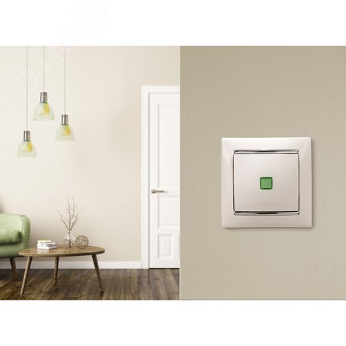 Выключатель 1-клавишный с подсветкой схема 1L 10А безвинтовое крепление белый VALENA - фото 4