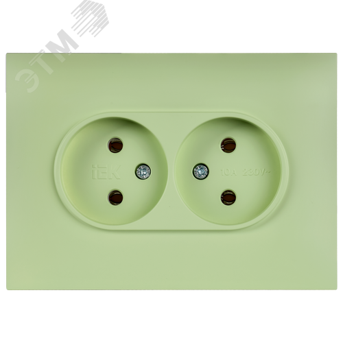 SKANDY Розетка 2-местная без заземления с защитными шторками 10А в сборе SK-R09G мятный IEK - фото 5