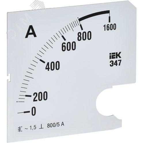 Изображение товара Шкала сменная для амперметра Э47 800/5А класс точности 1,5 96х96мм (шт)