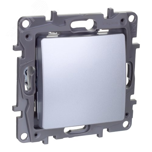 Выключатель 1-клавишный 10АХ перекрестный алюминий ETIKA - фото 1