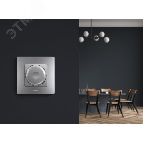 Светорегулятор поворотно-нажимной LED 300Вт без нейтрали алюминий ETIKA - фото 3