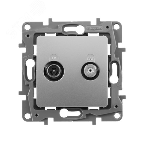 Розетка двойная TV+SAT тип звезда алюминий ETIKA - фото 3