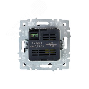 BRITE Розетка USB A+A 3.1А РЮ10-1-БрС сталь - фото 4