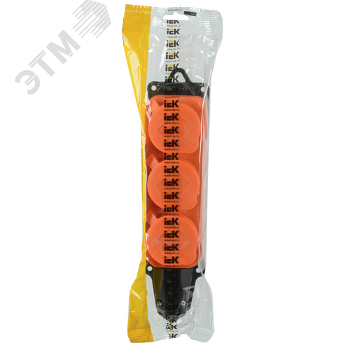 Розетка трехместная ОМЕГА IP44 оранжевая РБ33-1-0м - фото 2