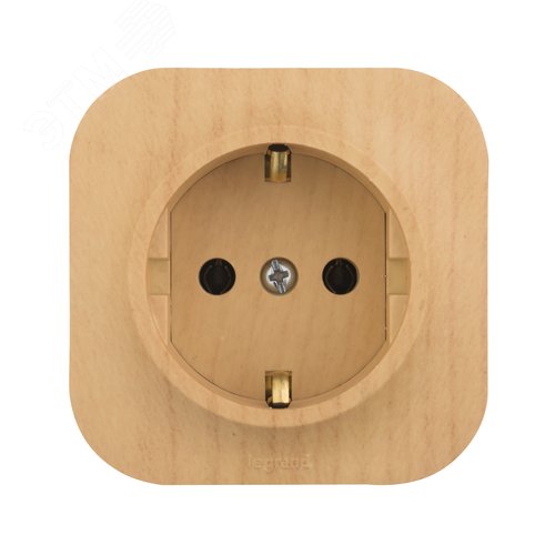 Розетка 1-местная для открытой установки с заземлением без защитных шторок 16А дерево QUTEO - фото 3