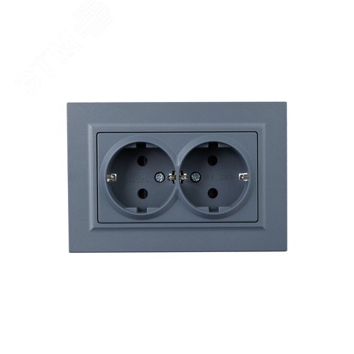 BRITE Розетка двойная с заземлением с защитными шторками 16А в сборе РСш12-3-БрМ маренго - фото 3