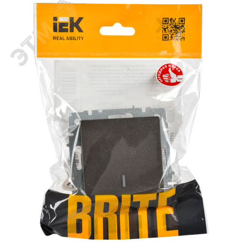 BRITE Выключатель одноклавишный с индикацией 10А ВС10-1-1-БрТБ темная бронза - фото 6