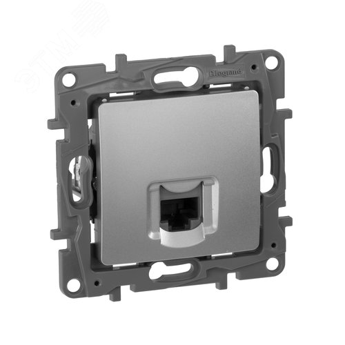 Розетка компьютерная RJ45 категория 5Е UTP алюминий ETIKA - фото 1