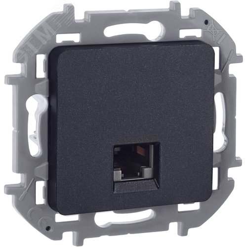 Изображение товара Розетка компьютерная RJ45 категория 6 UTP антрацит INSPIRIA (шт)