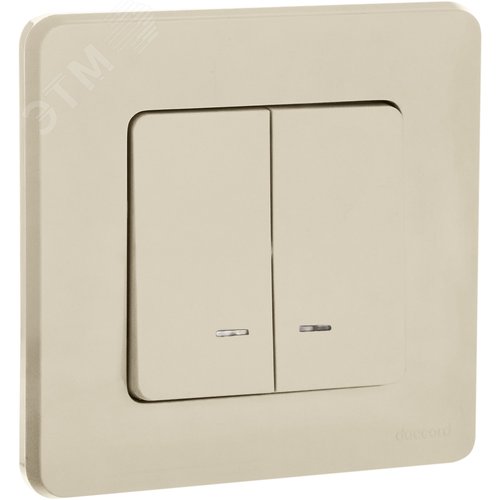 Выключатель 2-клавишный с подсветкой/индикацией 10АХ безвинтовое крепление слоновая кость INSPIRIA - фото 5