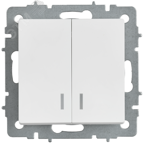 BRITE Выключатель 2-клавишный с индикацией 10А ВС10-2-1-БрАБ арктический белый IEK - фото 4