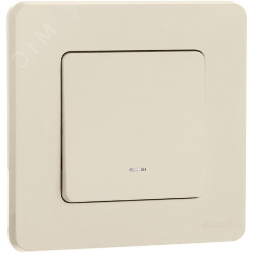 Выключатель 1-клавишный с подсветкой/индикацией 10АХ безвинтовое крепление слоновая кость INSPIRIA - фото 4