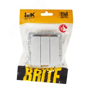 BRITE Выключатель трехклавишный 10А ВС10-3-0-БрА алюминий - фото 6