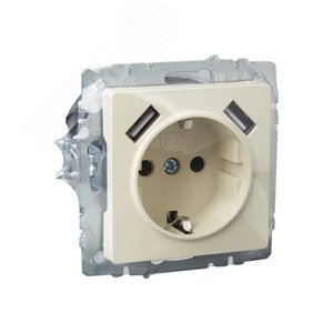 BRITE Розетка с заземлением с защитными шторками 16А с USB A+A 2,1А РЮш10-1-БрКр бежевый - фото 6