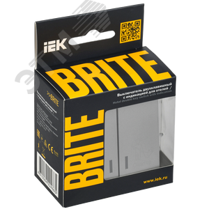 BRITE Выключатель 2-клавишный с индикацией для отелей 10А ВС10-2-9-БрА алюминий IEK - фото 2