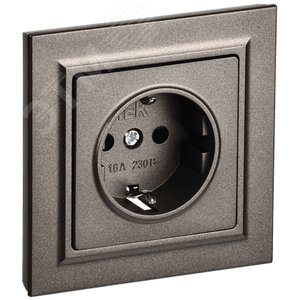 Изображение товара BRITE Розетка 1 пост с заземлением с защитными шторками 16А в сборе РСР14-1-0-БрТБ темная бронза IEK (шт)
