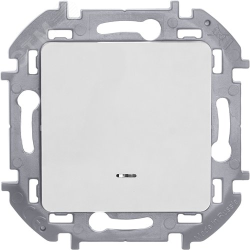 Выключатель 1-клавишный проходной с подсветкой/индикацией 10АХ безвинтовое крепление белый INSPIRIA - фото 3