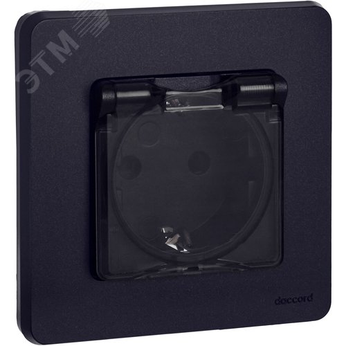 Розетка 1-местная с заземлением с защитными шторками и крышкой 16А IP44 антрацит INSPIRIA - фото 4