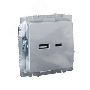 BRITE Розетка USB A+C 18Вт РЮ11-1-БрА алюминий - фото 6