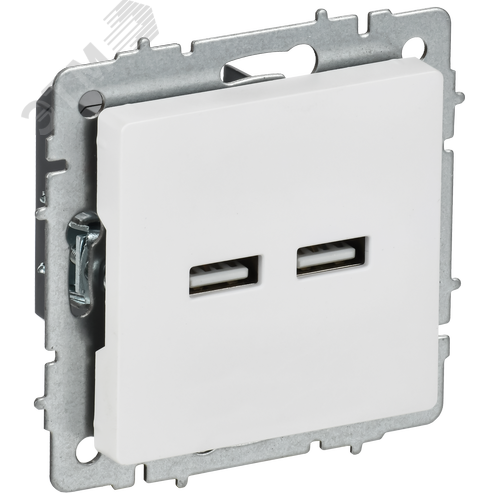 BRITE Розетка USB A+A 5В 3,1А РЮ10-1-БрАБ арктический белый IEK - фото 1