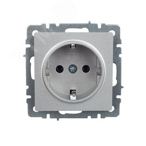 BRITE Розетка с заземлением без защитных шторок 16А РС11-1-0-БрА алюминий - фото 2