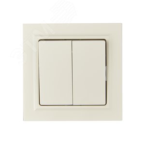 BRITE Выключатель двухклавишный 10А в сборе ВСР10-2-0-БрКр бежевый IEK - фото 2
