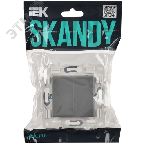 SKANDY Выключатель 2-клавишный проходной 10А SK-V05Gr серый IEK - фото 6