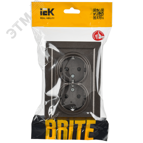 BRITE Розетка двойная с заземлением без защитных шторок 16А в сборе РС12-3-БрТБ темная бронза - фото 2