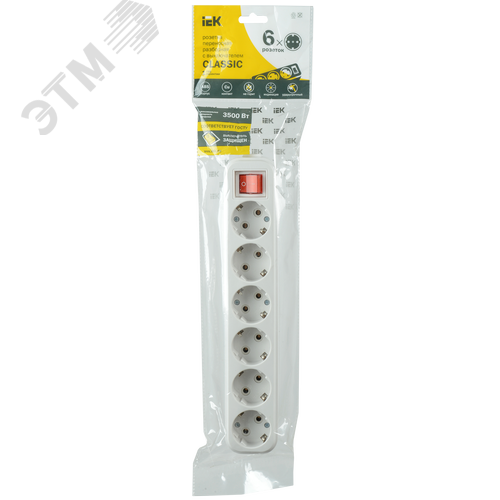 Розетка переносная разборная выключатель К06В 6 мест CLASSIC - фото 2