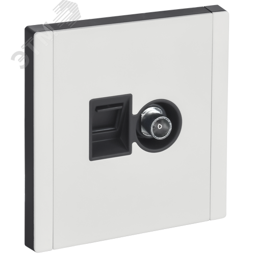 Изображение товара FORTE&PIANO Розетка двойная TV+RJ45 кат.5E FP236M металл белый IEK (шт)