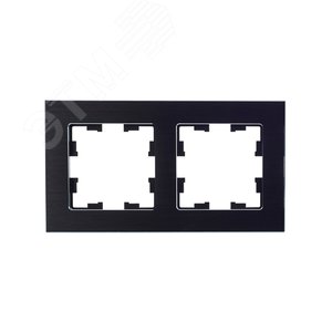 BRITE Рамка 2 поста РУ-2-1-БрЧ металл черный - фото 2