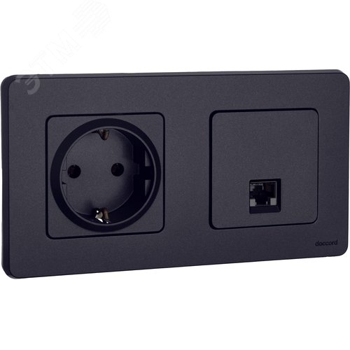 Розетка компьютерная RJ45 категория 5Е UTP антрацит INSPIRIA - фото 5