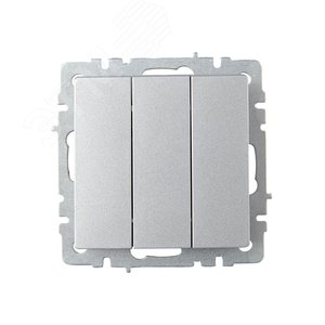 BRITE Выключатель трехклавишный 10А ВС10-3-0-БрА алюминий - фото 2