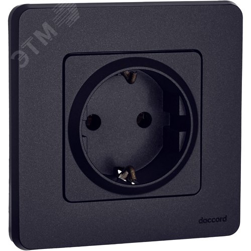 Розетка 1-местная с заземлением без защитных шторок 16А антрацит INSPIRIA - фото 2