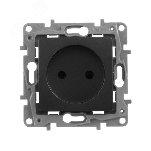 Розетка 1-местная без заземления с защитными шторками 16А антрацит ETIKA - фото 4