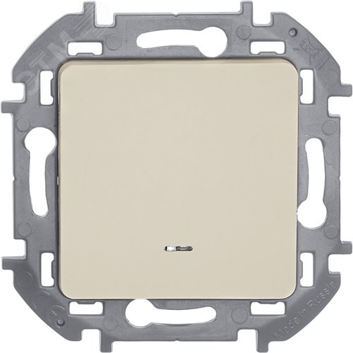 Выключатель 1-клавишный проходной с подсветкой/индикацией 10АХ безвинтовое крепление слоновая кость INSPIRIA - фото 5