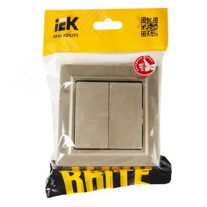 BRITE Выключатель двухклавишный 10А в сборе ВСР10-2-0-БрШ шампань IEK - фото 6