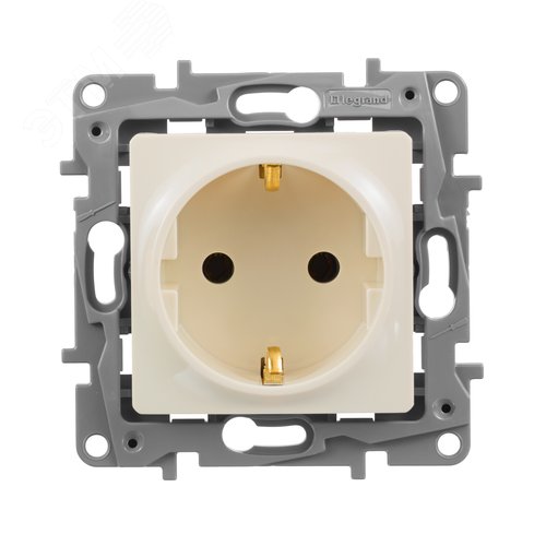 Розетка 1-местная с заземлением без защитных шторок 16А слоновая кость ETIKA - фото 3