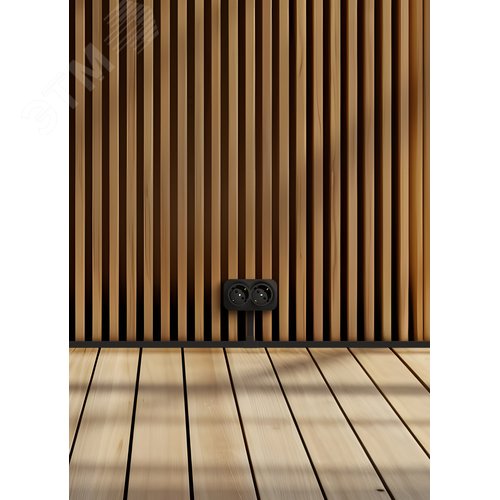 Розетка 2-местная для открытой установки с заземлением без защитных шторок с предварительным подключением 16А черный матовый QUTEO - фото 6