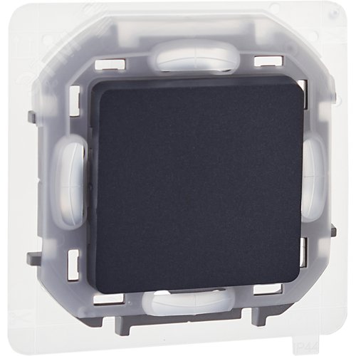 Выключатель 1-клавишный проходной 10АХ IP44 безвинтовое крепление антрацит INSPIRIA - фото 1