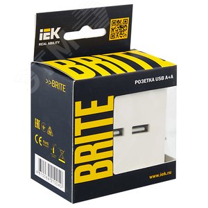BRITE Розетка USB A+A 5В 3,1А РЮ10-1-БрЖ жемчуг - фото 7